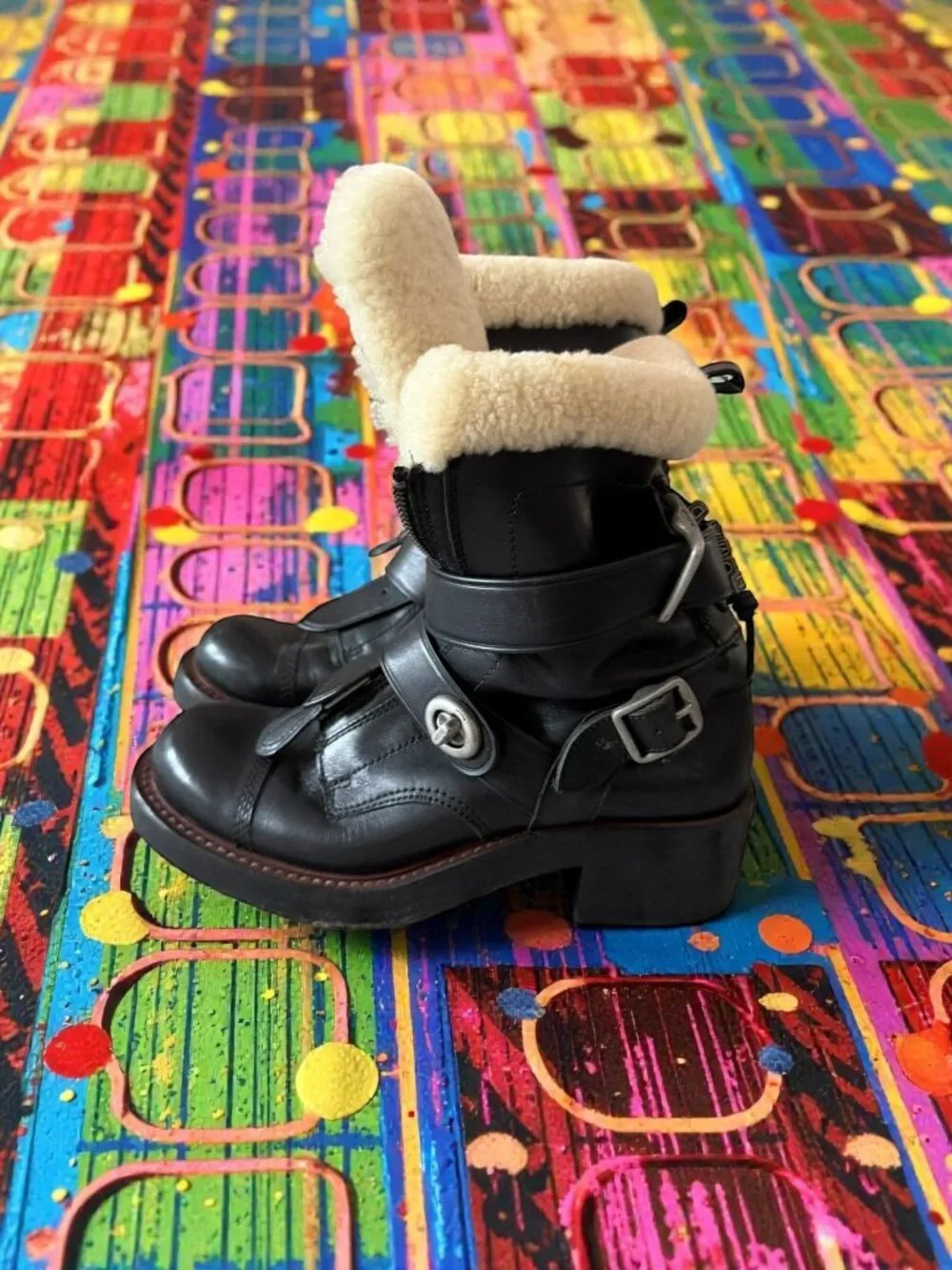 COACH Women’s Black Leather Zip Moto Boots Size 7
